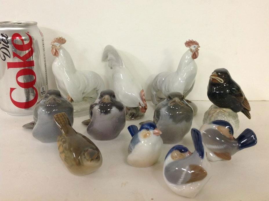 LOT OF 11 FIGURINES INCLUDING 10 ROYAL COPENHAGEN BIRDS (1 of 2)