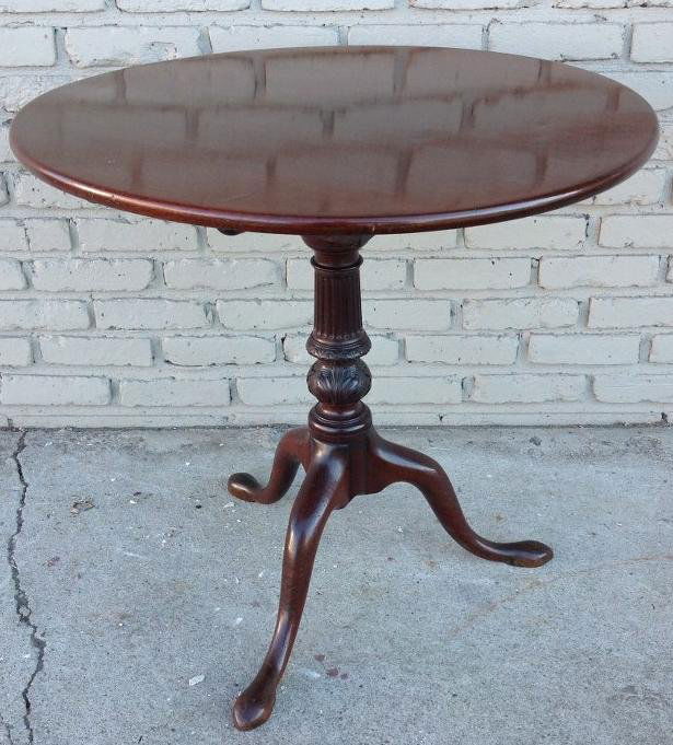 EARLY MAHOGANY TILT TOP TABLE W/CARVED BASE, TILTING (1 of 5)