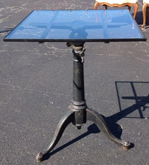 INDUSTRIAL DRAFTSMAN'S TABLE BASE WITH CUSTOM METAL AND (1 of 3)