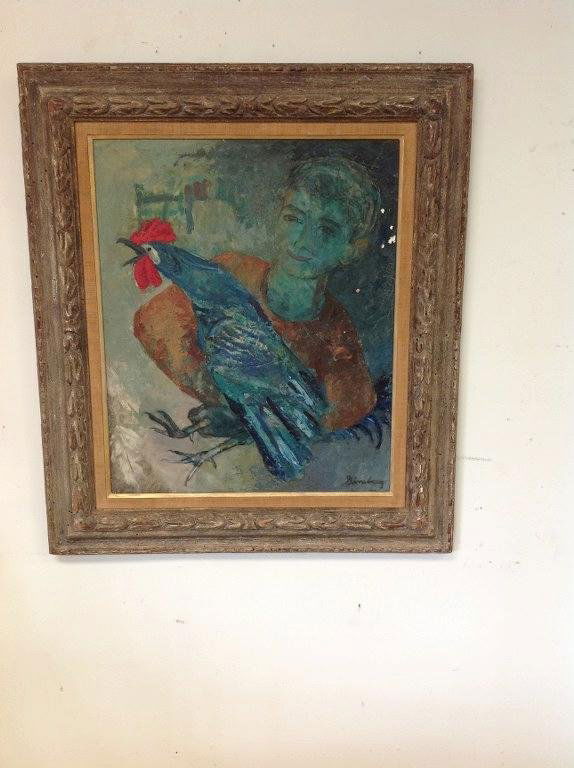 CALMON GINSBERG MID CENTURY O/B BOY WITH ROOSTER, IN (1 of 3)