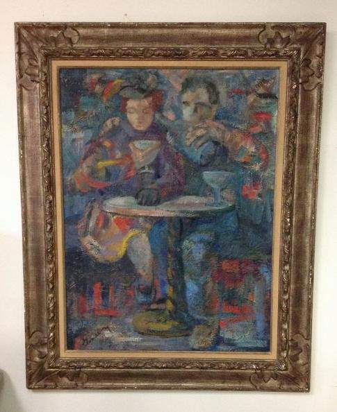 CALMON GINSBERG O/C MID CENTURY MAN & WOMAN SEATED AT (1 of 3)