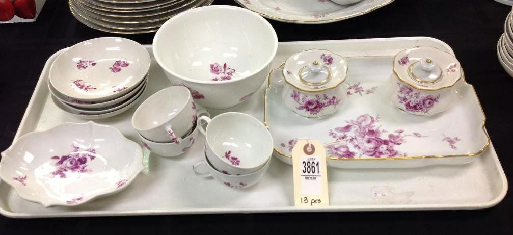 13 PCS ESTATE LOT OF MEISSEN CHINA W/PURPLE FLOWERS (1 of 5)