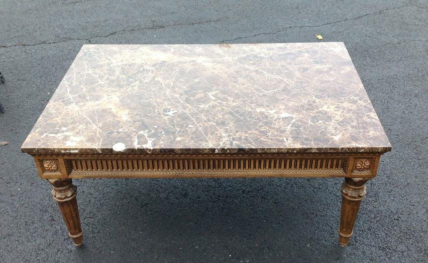 CONTEMPORARY DECORATIVE MARBLE TOP COFFEE TABLE, MARBLE (1 of 2)