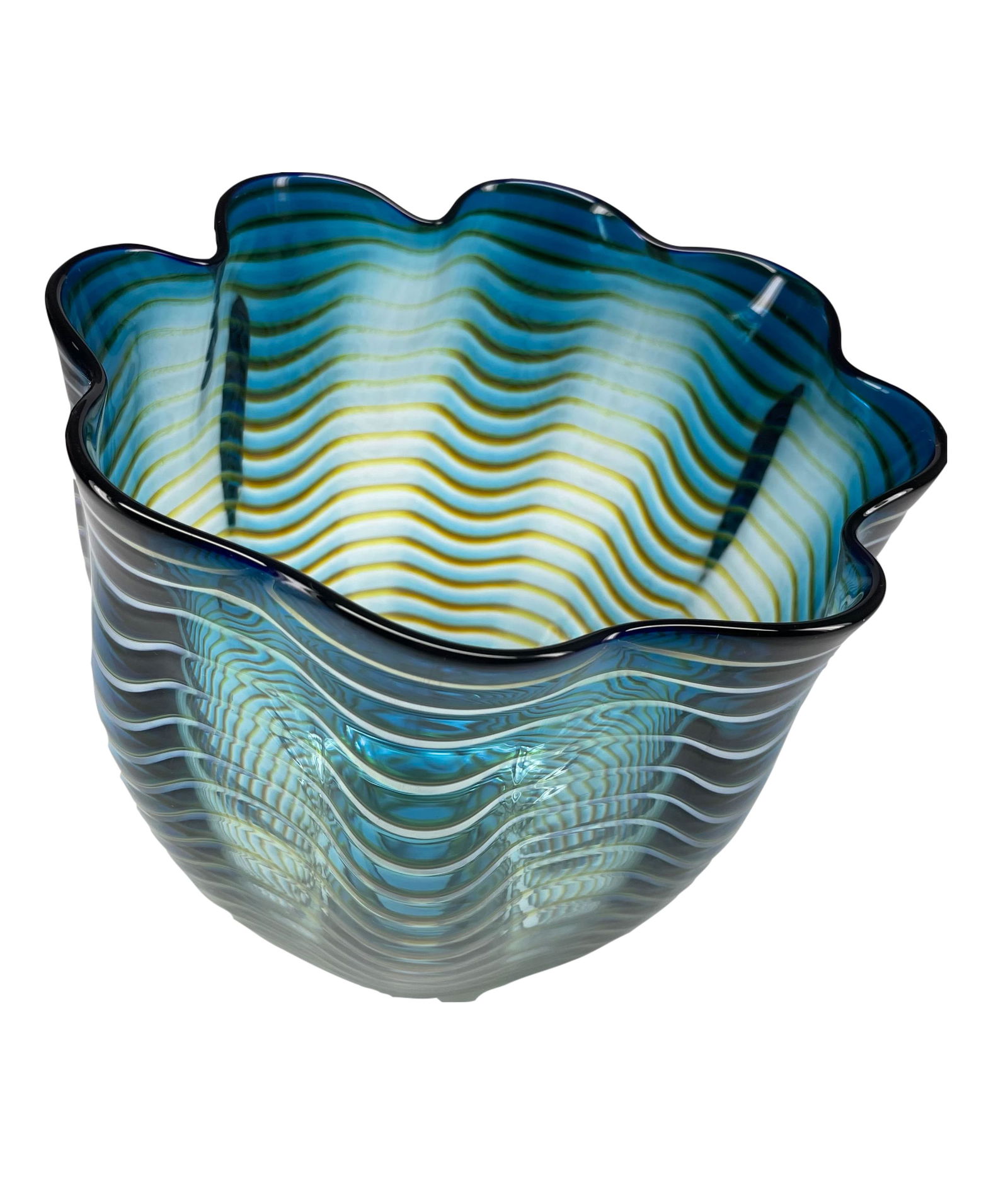 Dale Chihuly Glass Teal Seaform Persian Basket Mar 27, 2022