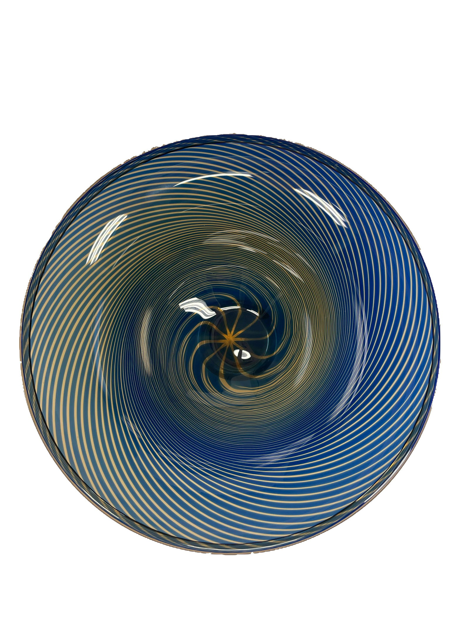 Orrefors Edward Hald Sweden Swirled Glass Blue Compote (1 of 6)