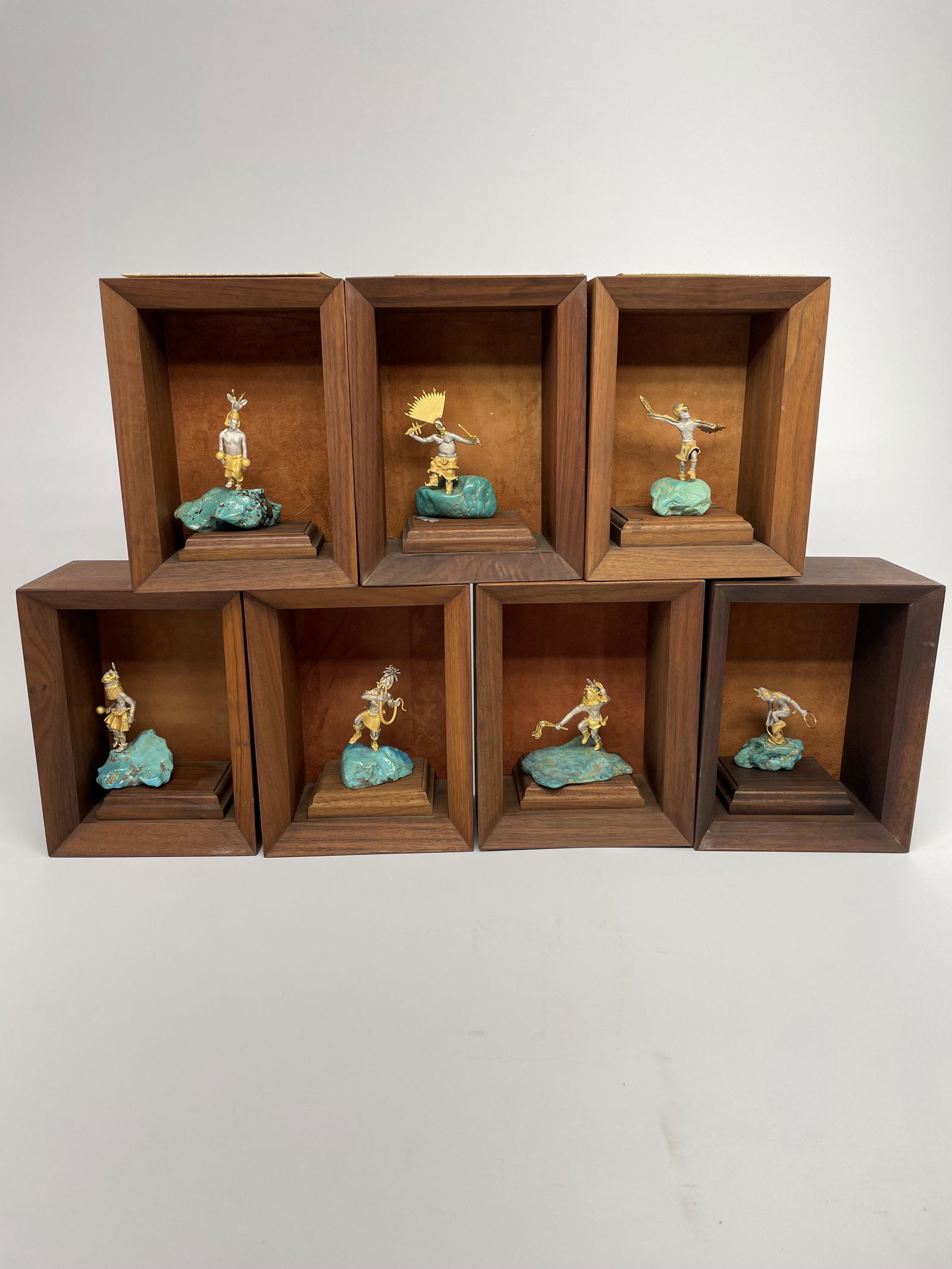 Lot of 8 Mikael Redman Turquoise Silver Sculptures (1 of 3)