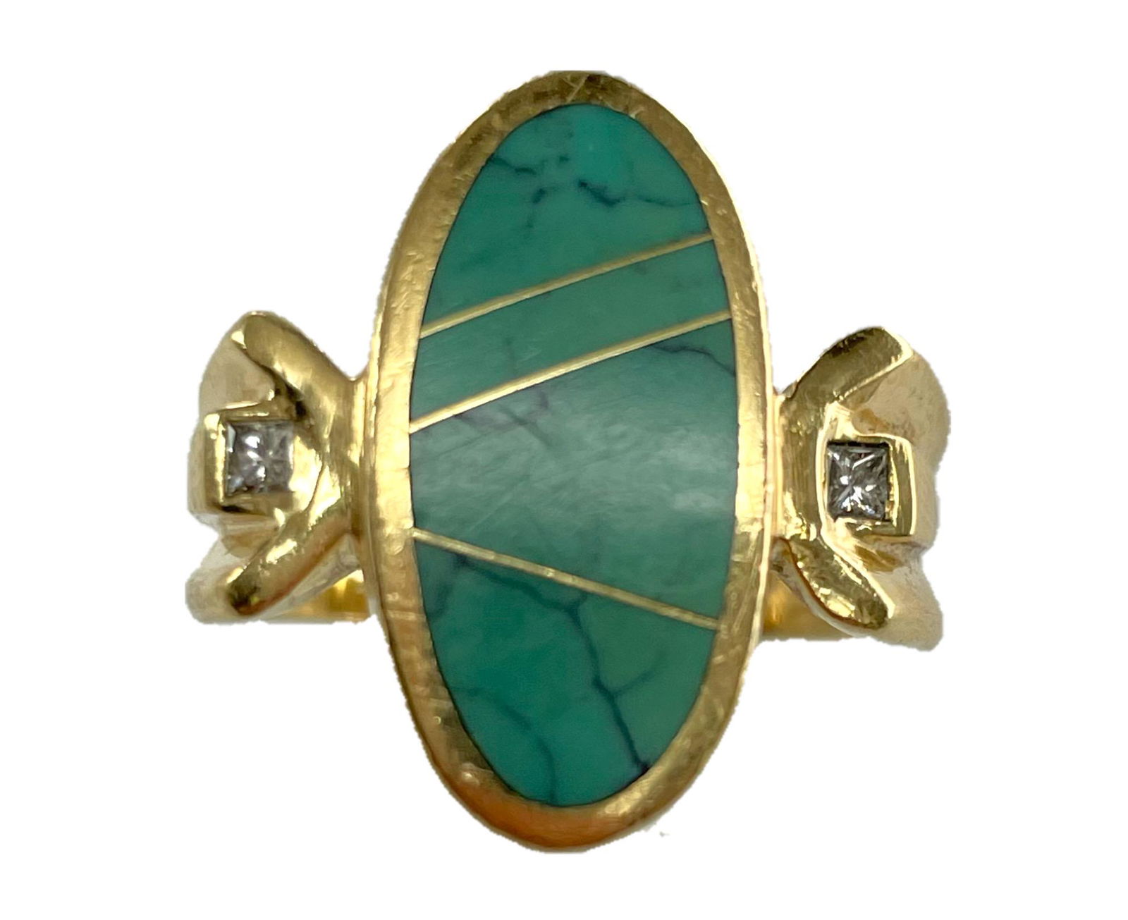 A 14kt Turquoise Diamond Ring (1 of 3)