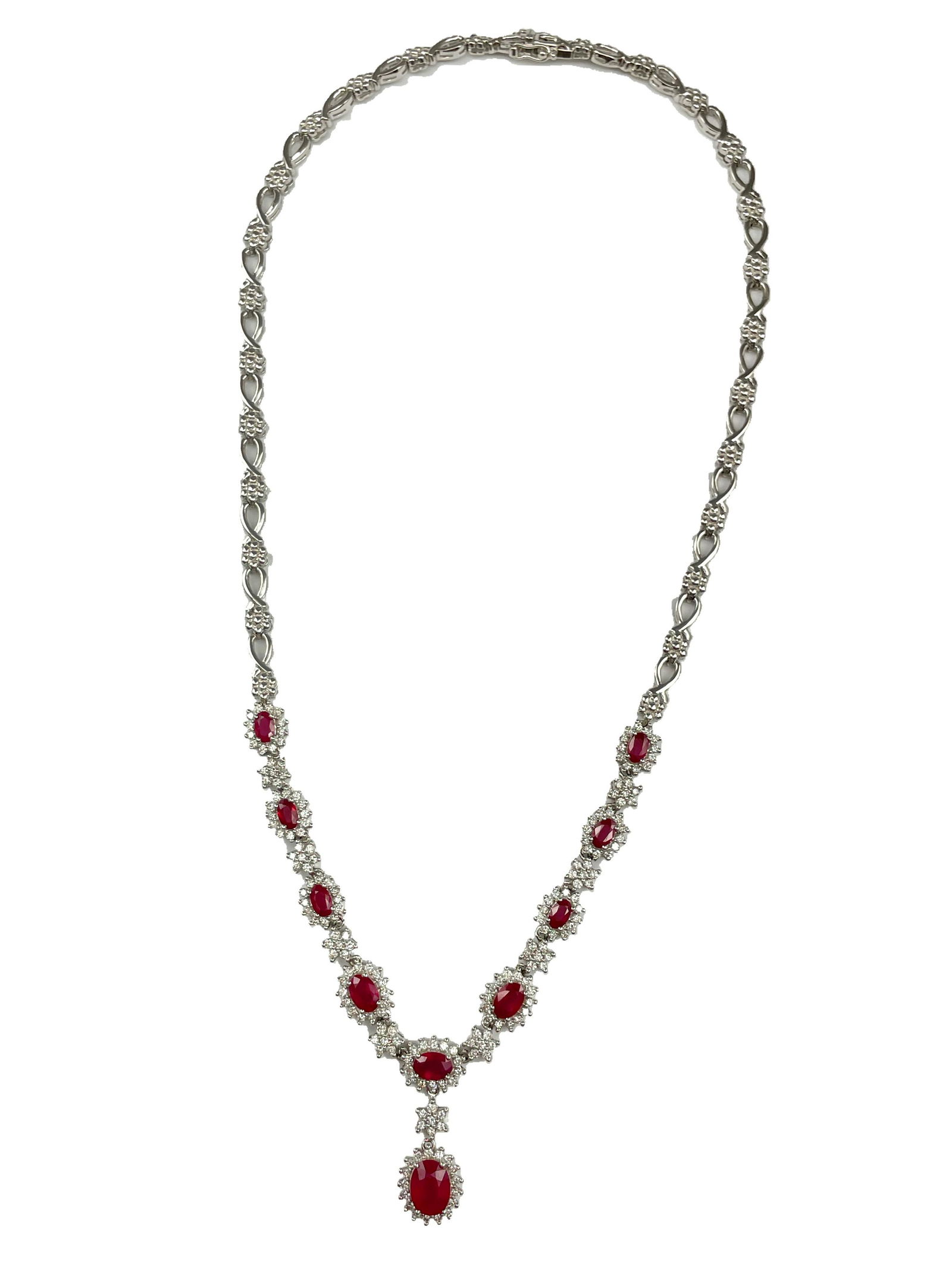 An 18kt White Gold Diamond and Ruby Necklace (1 of 4)