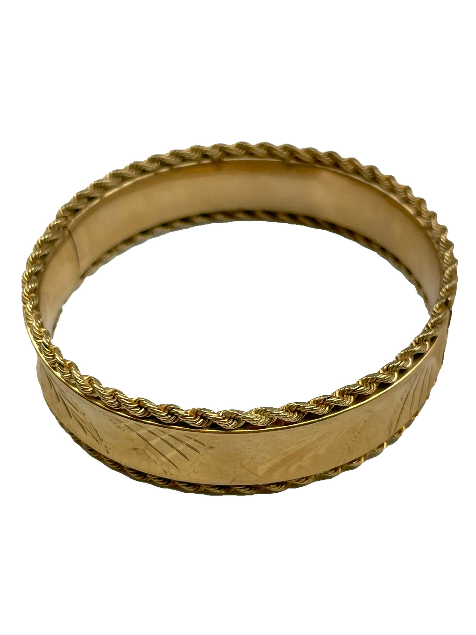 A 14kt Yellow Gold Engraved Bangle (1 of 5)