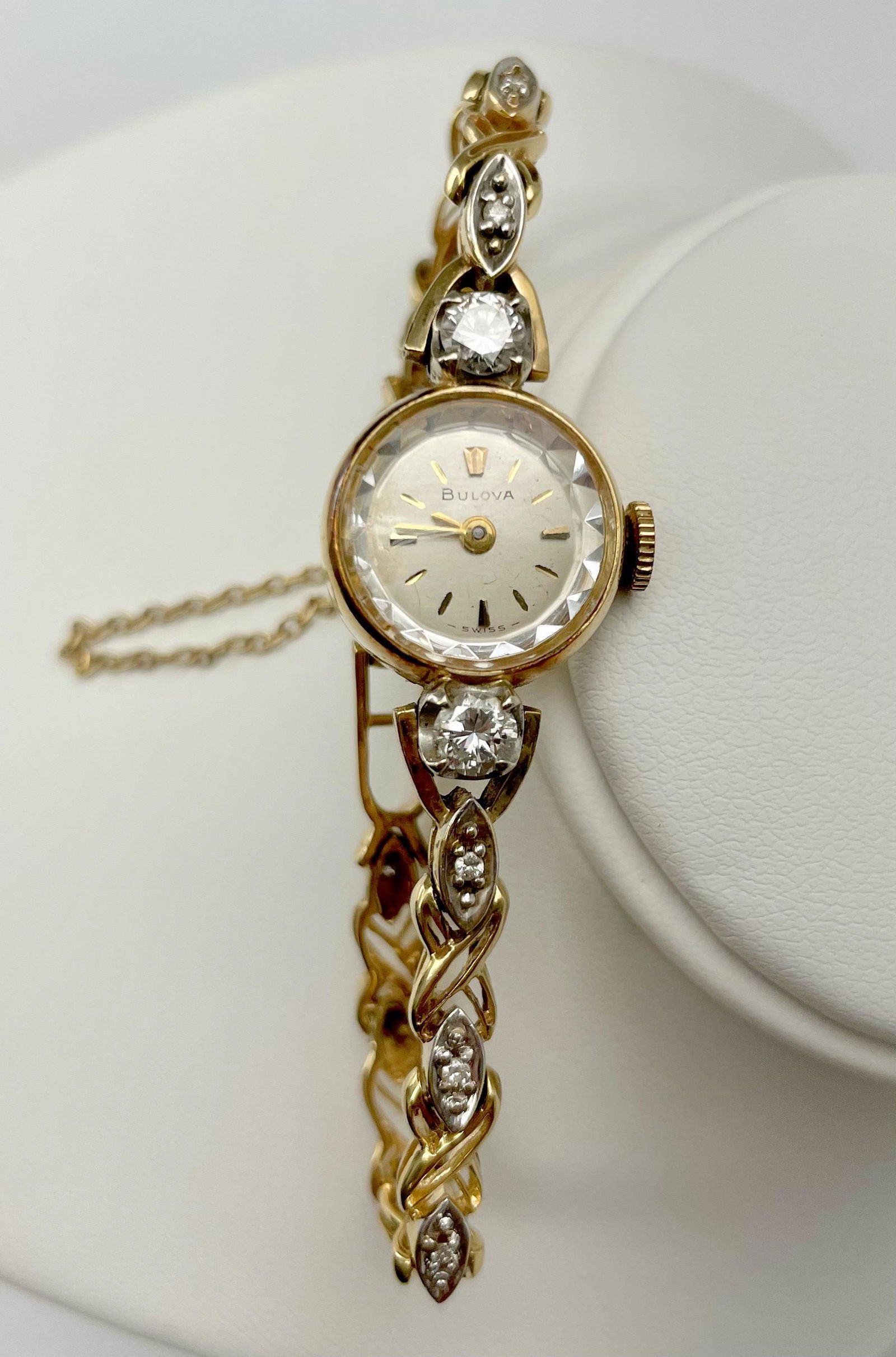 A 14K Gold Diamond Bulova Watch (1 of 4)