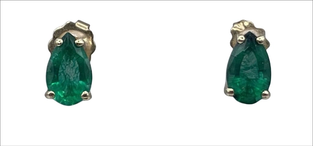 14k Gold and Pear-Shaped Emerald Stone Earrings (1 of 4)