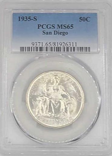 1935-S San Diego Commemorative Half Dollar PCGS MS65 (1 of 2)