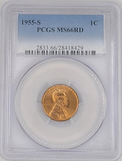 1955-S Lincoln Wheat Penny PCGS Graded MS66RD (1 of 2)