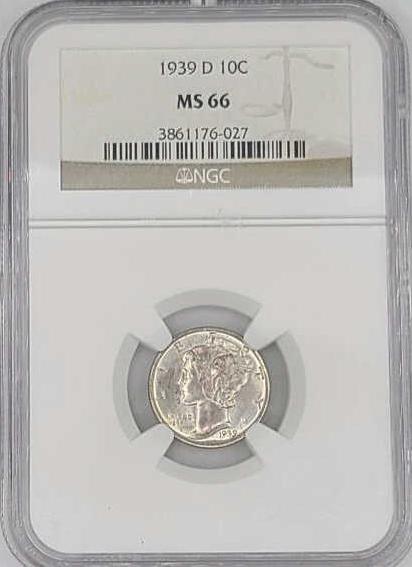 1939-D Mercury Dime NGC Graded MS66 (1 of 2)