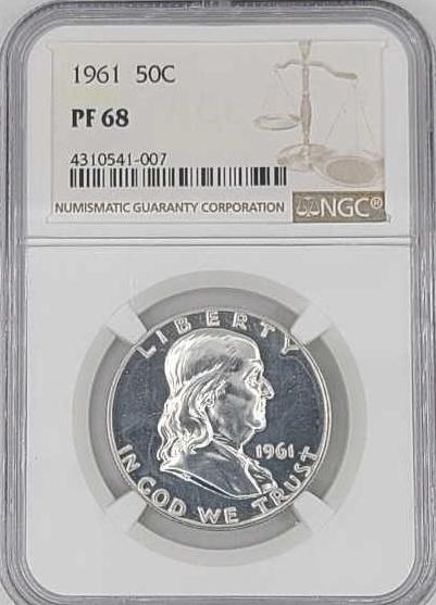 1961 Franklin Proof Half Dollar NGC Graded PF68 (1 of 3)