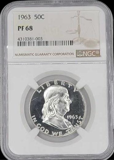 1963 Franklin Proof Half Dollar NGC Graded PF68 (1 of 3)