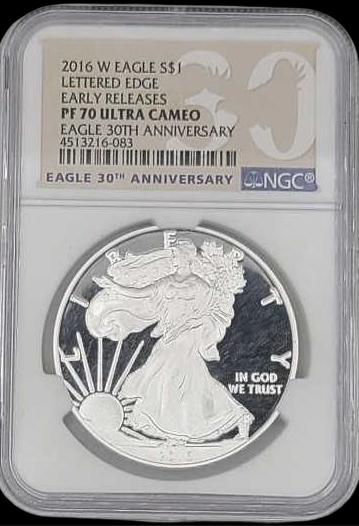 2016-W Lettered Edge Proof Silver Eagle NGC PF70 UC (1 of 5)