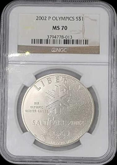 2002-P Olympics Commemorative Silver Dollar NGC MS70 (1 of 2)