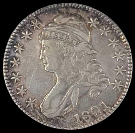 U.S. 1821 Capped Bust Silver Half Dollar Coin (1 of 3)