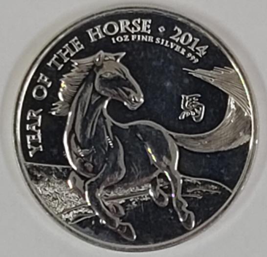 2014 Great Britain Year of the Horse 1 Oz. Fine Silver Coin (1 of 2)