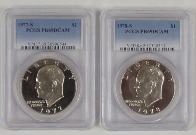 Two Proof Eisenhower Dollars PCGS PR69DCAM (1 of 5)