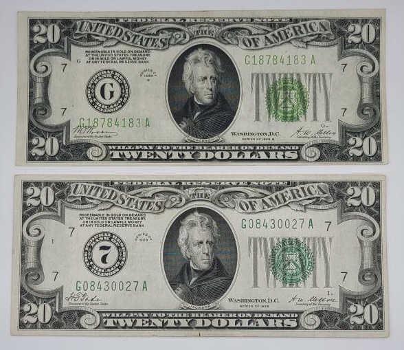 U.S. Series 1928 & 1928 B Twenty Dollar Notes (1 of 9)