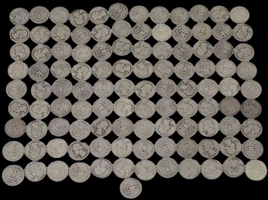 Bulk Lot of 90% Silver U.S. Washington Quarters - 666g (1 of 8)