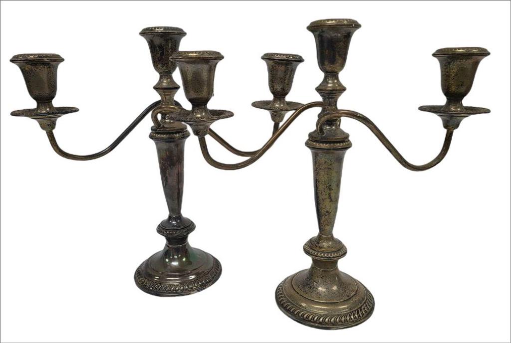 Pair of Empire 369 Sterling Silver Weighted 3-Arm Candelabras (1 of 13)