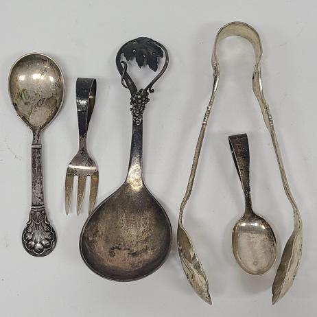 5 Pieces of Antique / Vintage Sterling Silver Tableware (1 of 7)