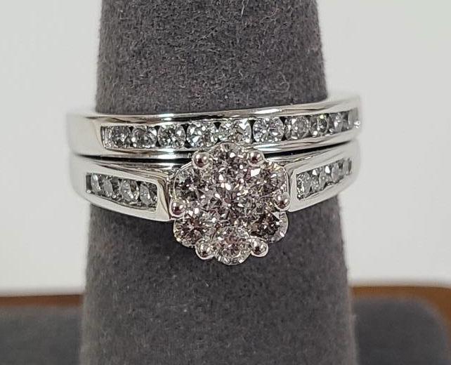 10k White Gold 1cttw Diamond Engagement Set (1 of 12)
