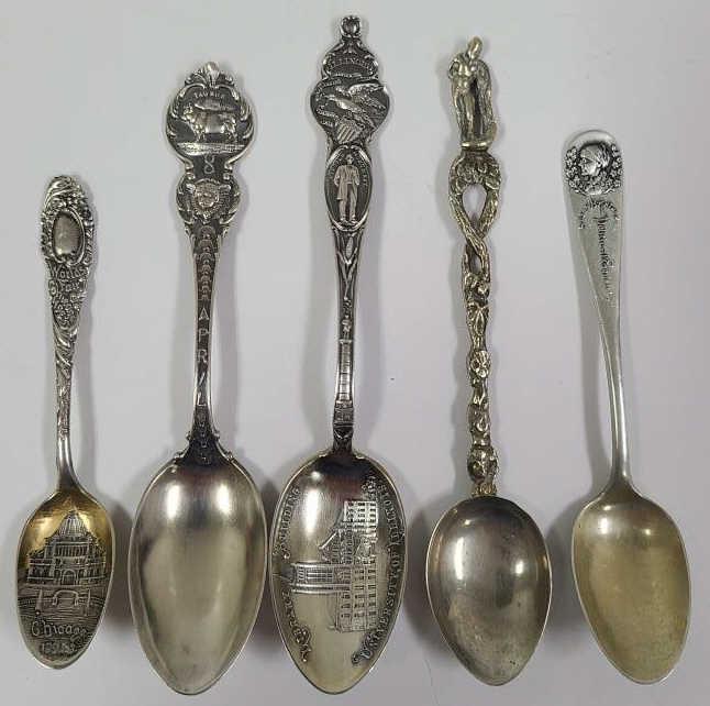 5 Vintage Sterling Silver Collector Spoons (1 of 8)