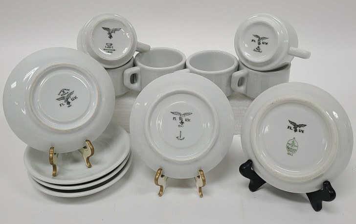 WWII Germany Luftwaffe Porcelain Saucers & Cups (1 of 5)