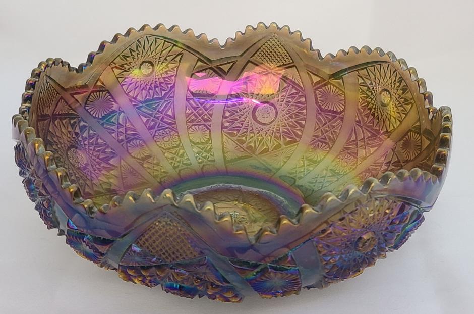 Large Imperial Carnival Glass Amethyst Bowl (1 of 6)