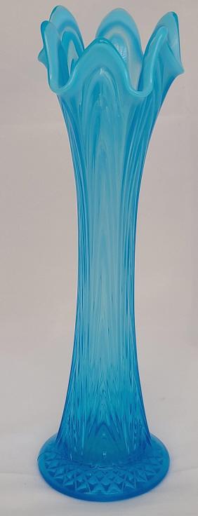 Northwood Pulled Feather Blue Opalescent Vase (1 of 6)