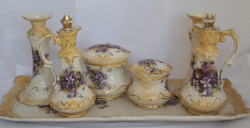 Gorgeous Antique Vanity Set - Hand Painted Flowers (1 of 12)