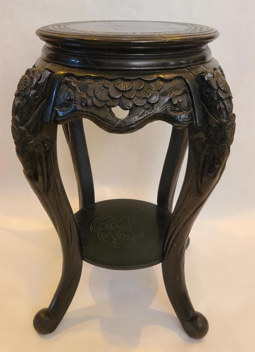 Ornate Dark Painted Wood Plant Stand (1 of 12)