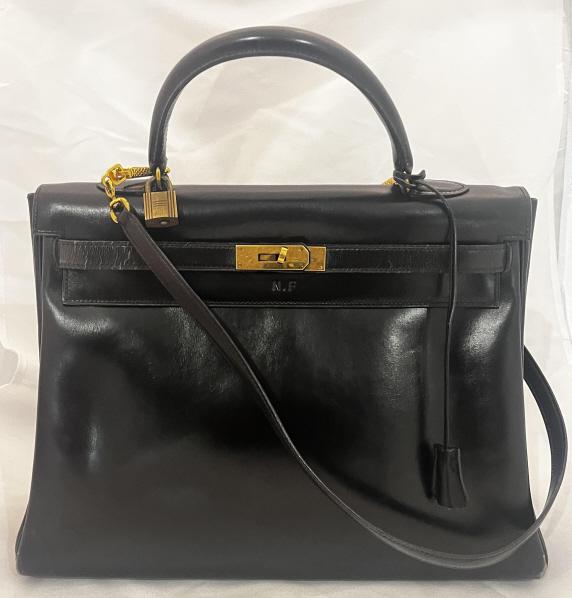Hermes Paris Black Leather Kelly Handbag w/ Box (1 of 16)