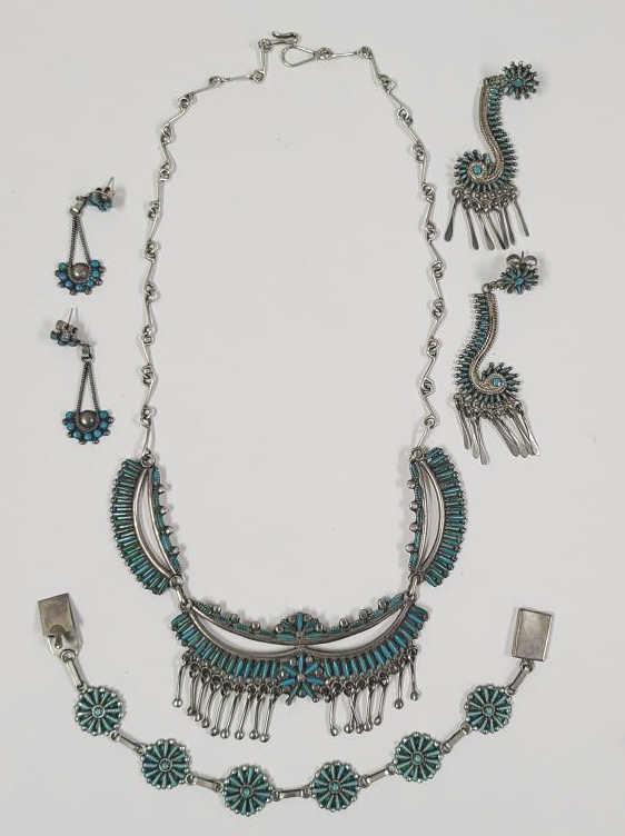 Zuni Sterling Silver & Turquoise Jewelry Set (1 of 12)