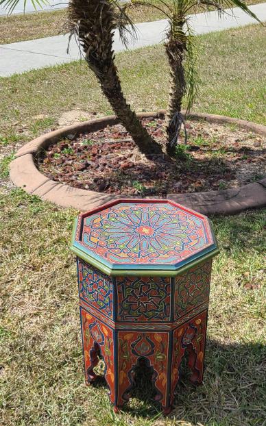 Hexagonal Moroccan Hand Painted Side Table (1 of 6)