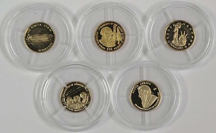 Five 1/2 Gram 14k Gold Liberia $10 Proof Coins (1 of 11)