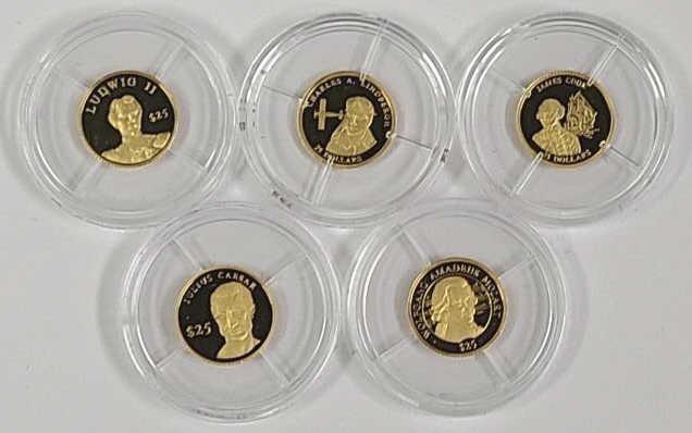 Five 3/4 Gram .999 Gold Liberia $25 Proof Coins (1 of 11)