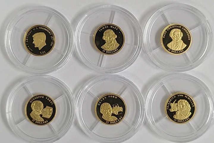 Six 3/4 Ounce .999 Gold Liberia $25 Proof Coins (1 of 7)