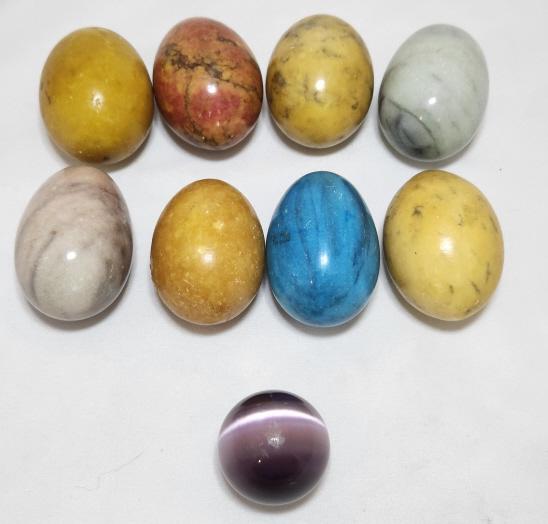 8 Polished Stone Eggs & Large Glass Marble (1 of 11)