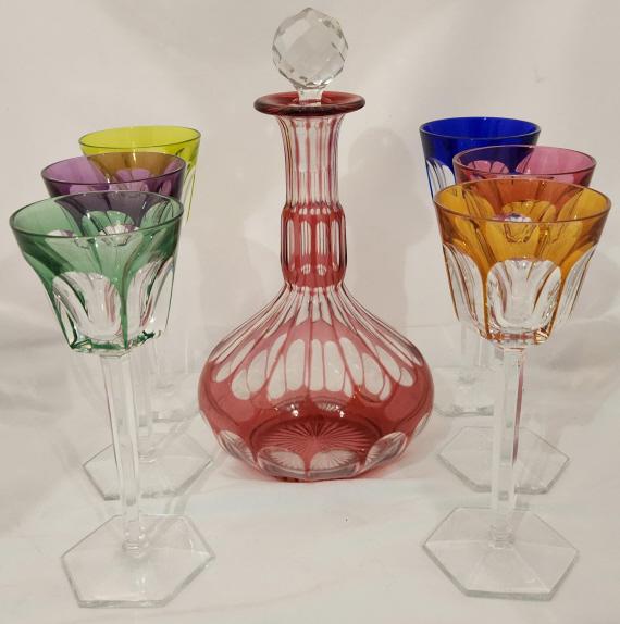 Decanter & Baccarat Crystal Colored Glasses (1 of 12)