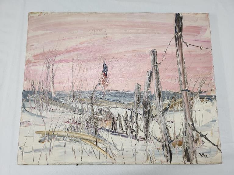 Ted Fuller Beach Grass Oil on Canvas Painting: Oil on canvas. Signed by the artist Ted Fuller. Canvas measures 20" x 16".