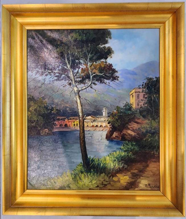 A. Fassio Villa Landscape Oil on Canvas (1 of 8)