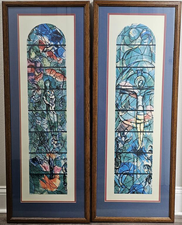 Two Marc Chagall Stained Glass Lithograph Prints (1 of 11)