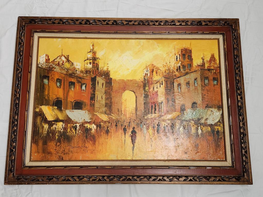 France Street Scene Oil on Canvas by P. Murphy (1 of 10)