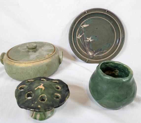 Lot of 4 Pieces of Green Glazed Studio Pottery (1 of 11)