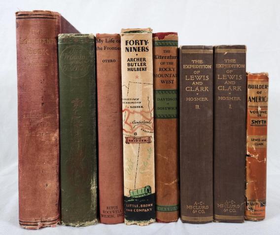 American Frontier Era History Books Lewis Clark: 8 books centered around the American Frontier and Exploration eras; the books are in varying condition due to age please see photos for more details.